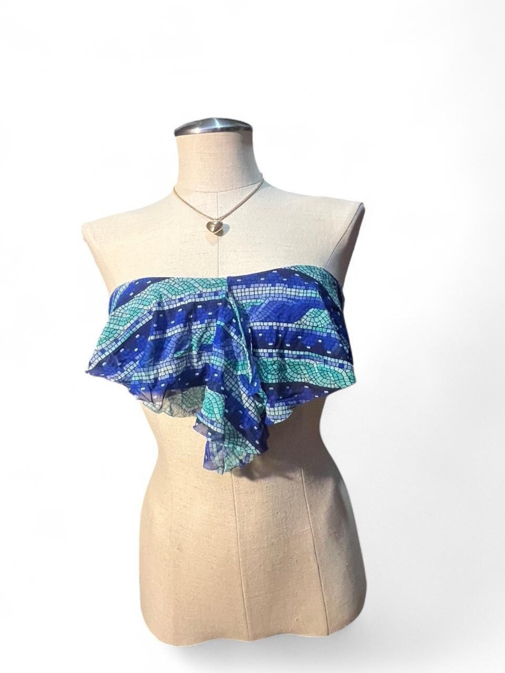 Mossimo Supply Co. Blue & Teal Ruffle Bandeau Bikini Top